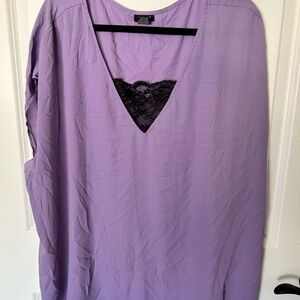 Torrid Plus Size 3 Purple V-Neck Blouse with Lace Detail